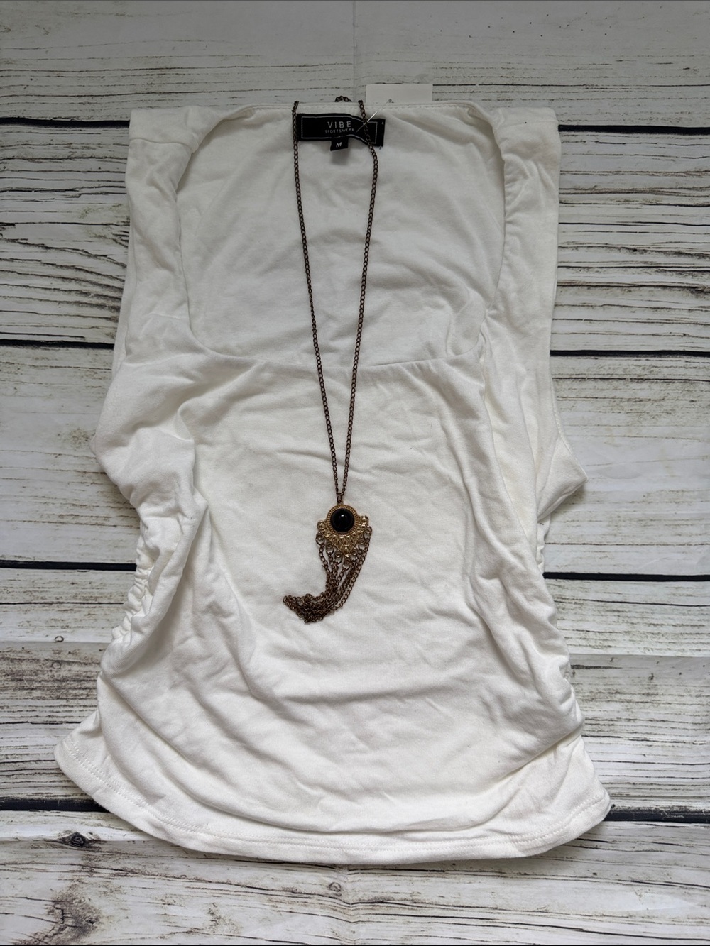 ♡ Vibe Sportswear White Sleeveless Ruched Sides Top Soft Stretch M